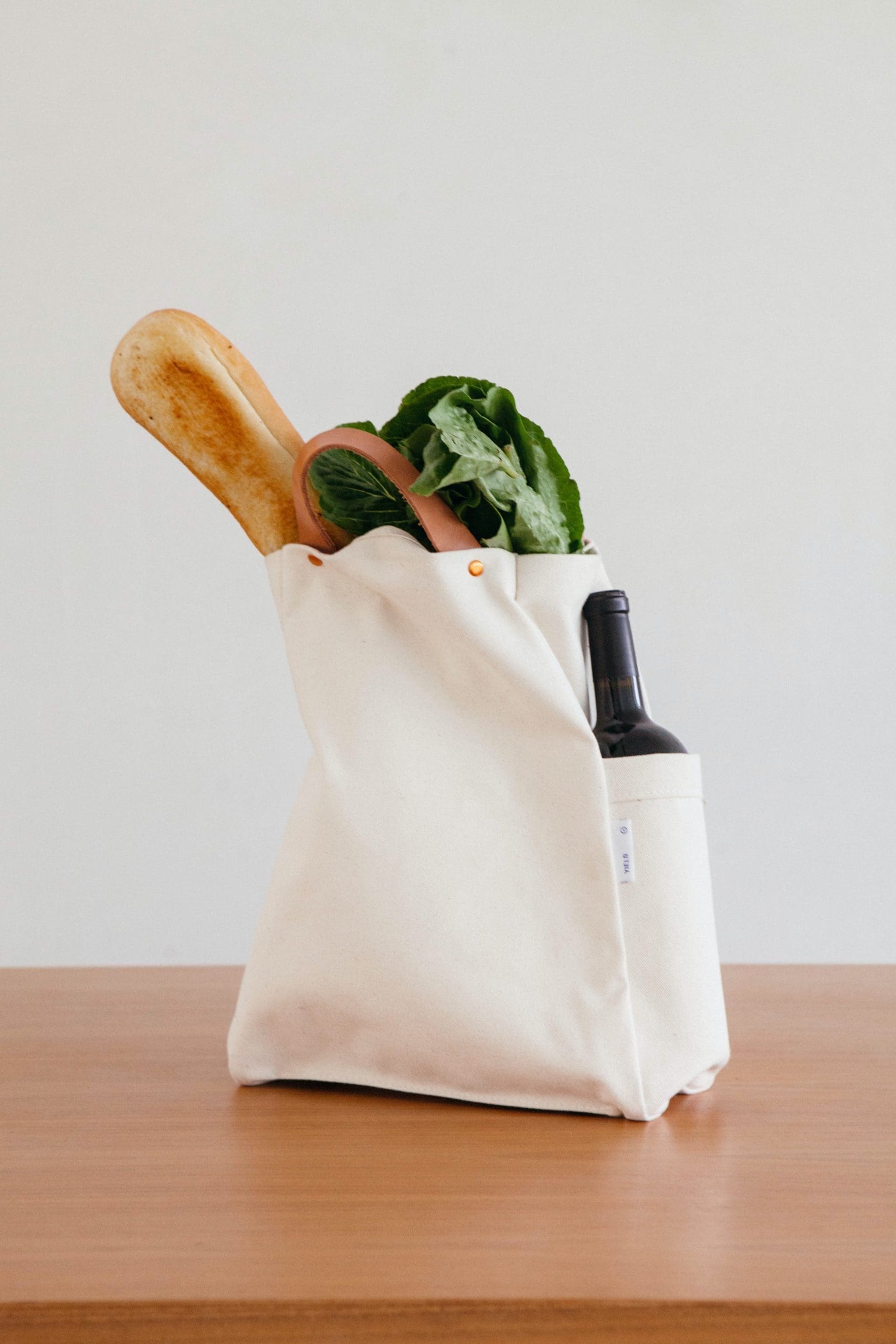 tote bag with groceries inside